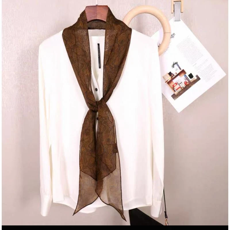 （1109）原创法式复古长巾轻奢送母亲节礼物百搭丝巾