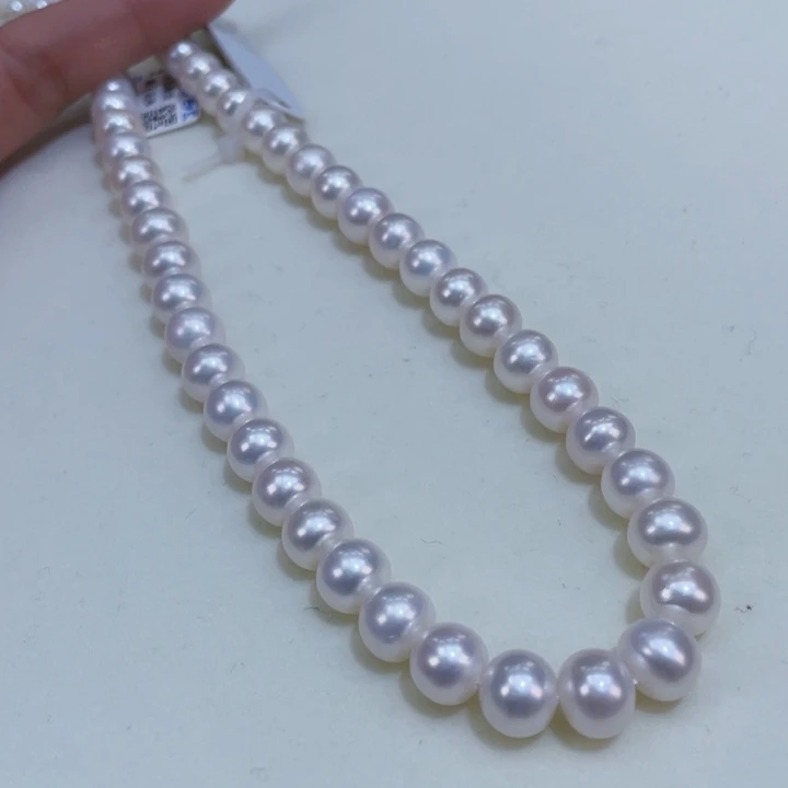 淡水珍珠9/10无核镜面冷白澳白光巨干净银S925镶嵌