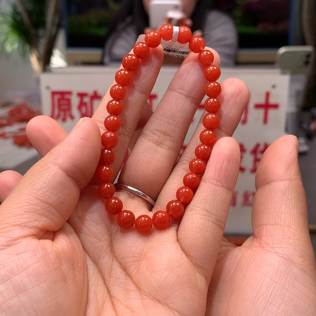 南红玛瑙6MM柿子红手串未镶嵌