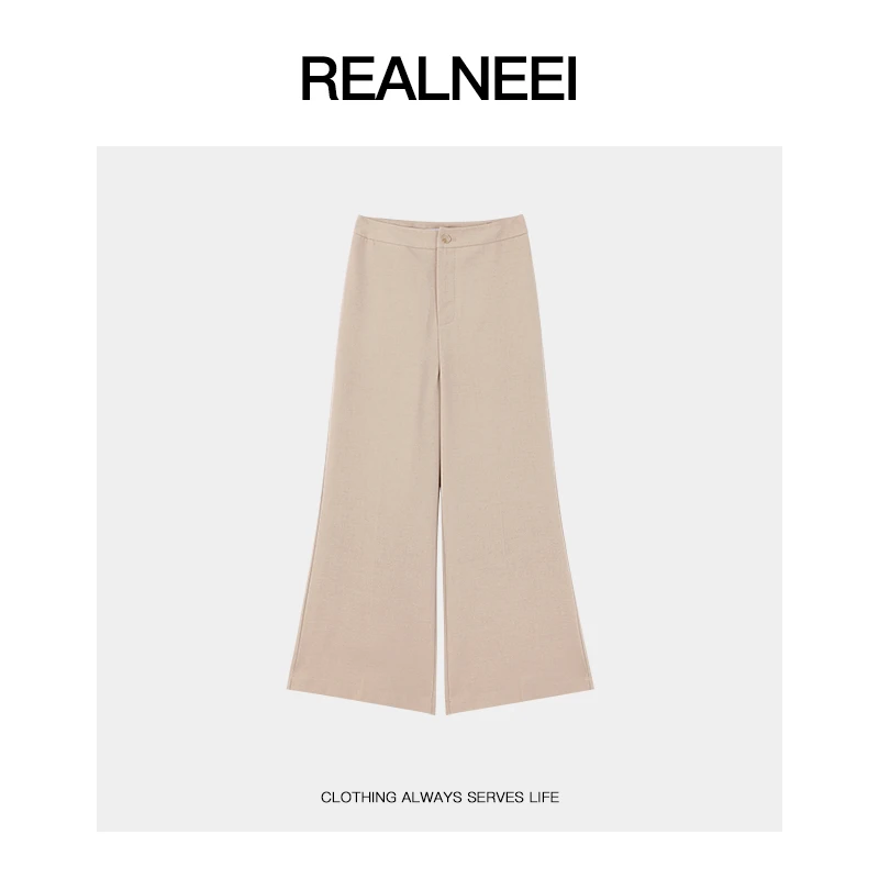 【琥珀流光】25年夏季新品极简垂感微喇设计显瘦舒适休闲裤22378