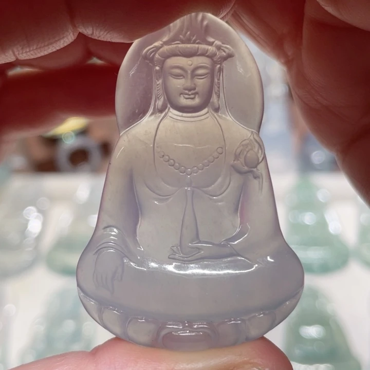 翡翠未镶嵌颈饰一刀切素衣观音