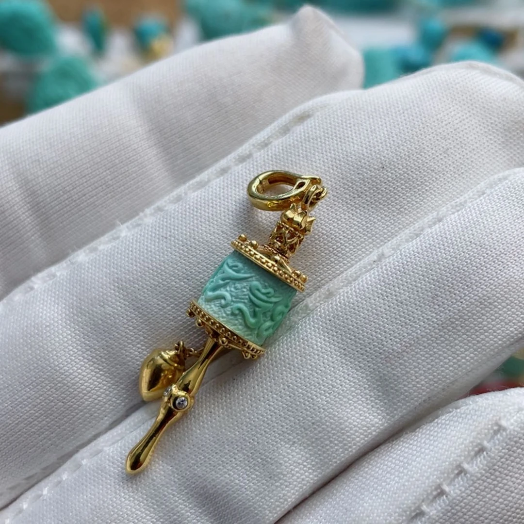 绿松石珠宝奇石18K金镶嵌