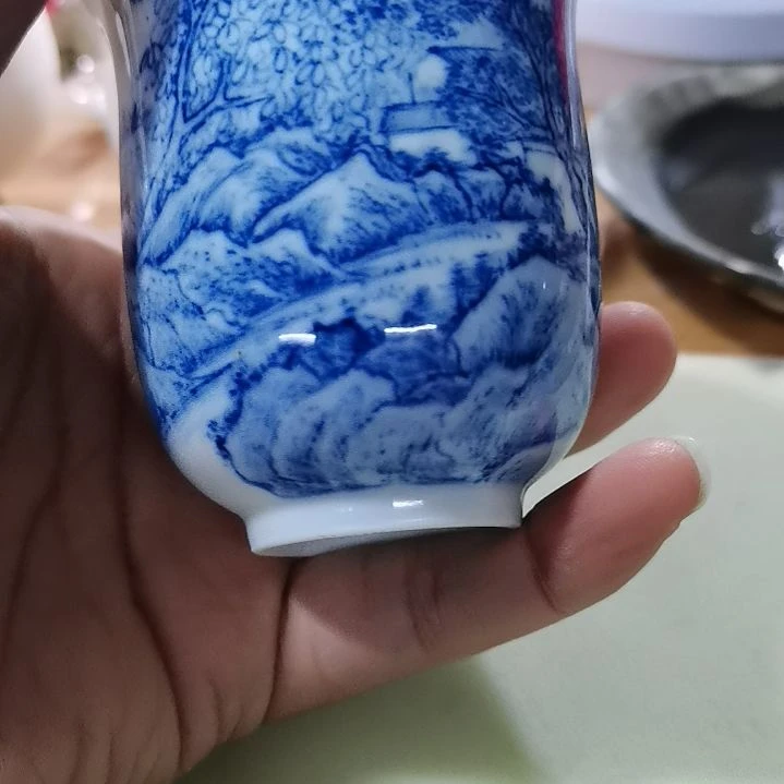 往***烟景德镇陶瓷青花山水手杯