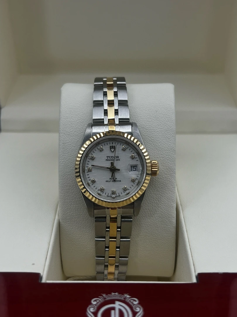 95新 TUDOR/帝舵 公主92413/单表/25mm/银布纹钻刻/女士腕表
