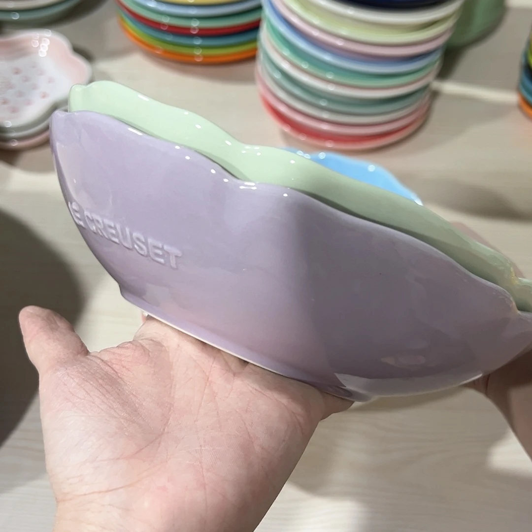 陶瓷 花韵深pan 抹茶绿 浅紫色