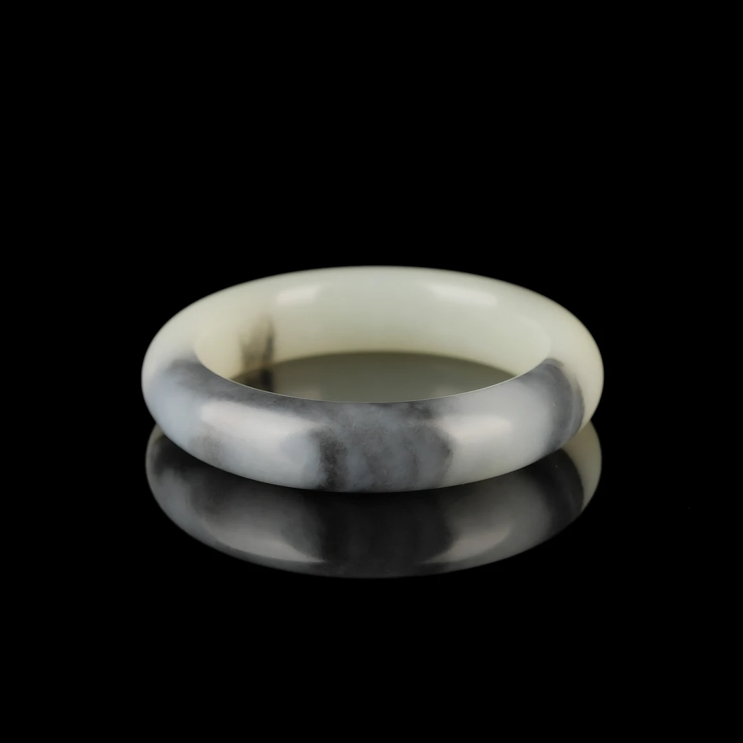 典藏级 和田玉青花籽山水意境正圈手镯套装 56圈口 H102219