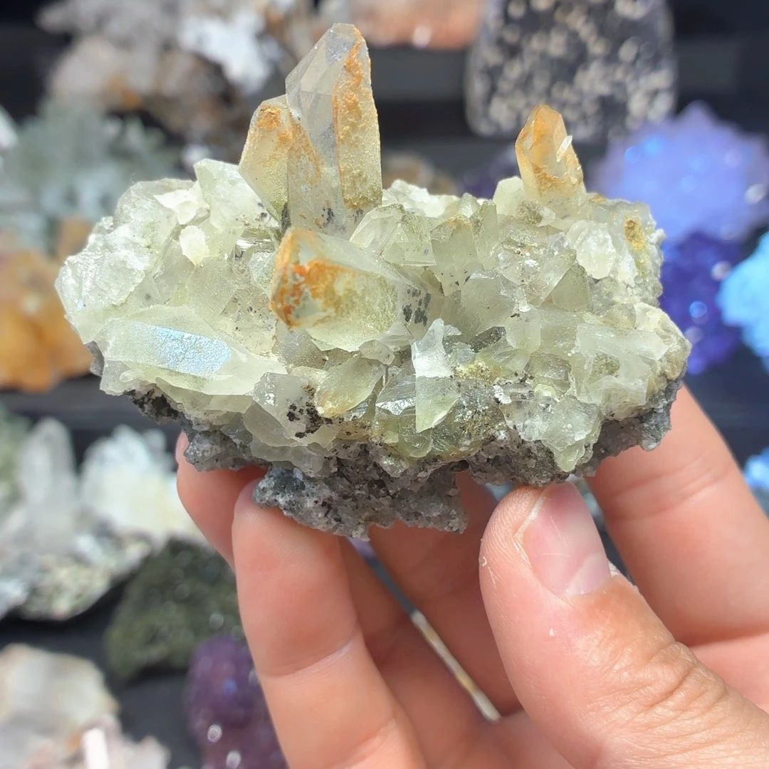 石材黄皮绿幽晶簇