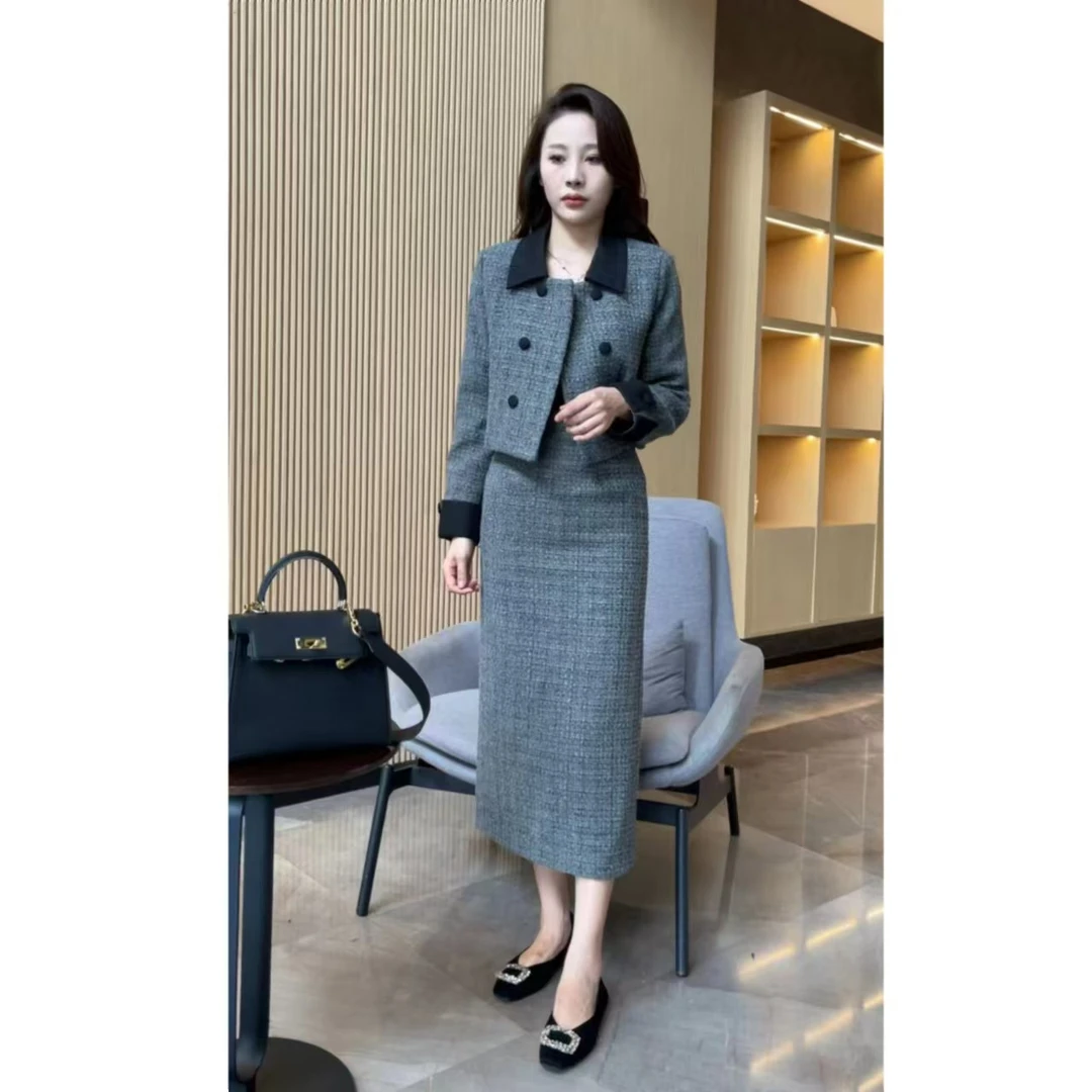 【梦婷家】新款名媛高级感气质时尚套装减龄小香风二件套-24635