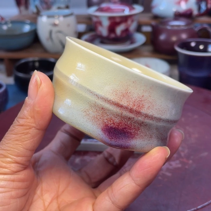 摆件钧瓷手工竹节杯