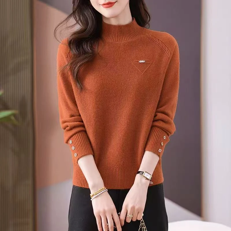 半高领2025秋冬季新款舒适宽松打底衫高级设计感高端针织衫毛衣