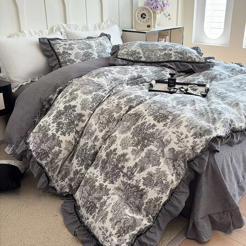 月亮家-高端新品-复古风高端提花水洗亚麻四件套-迪奥庄园