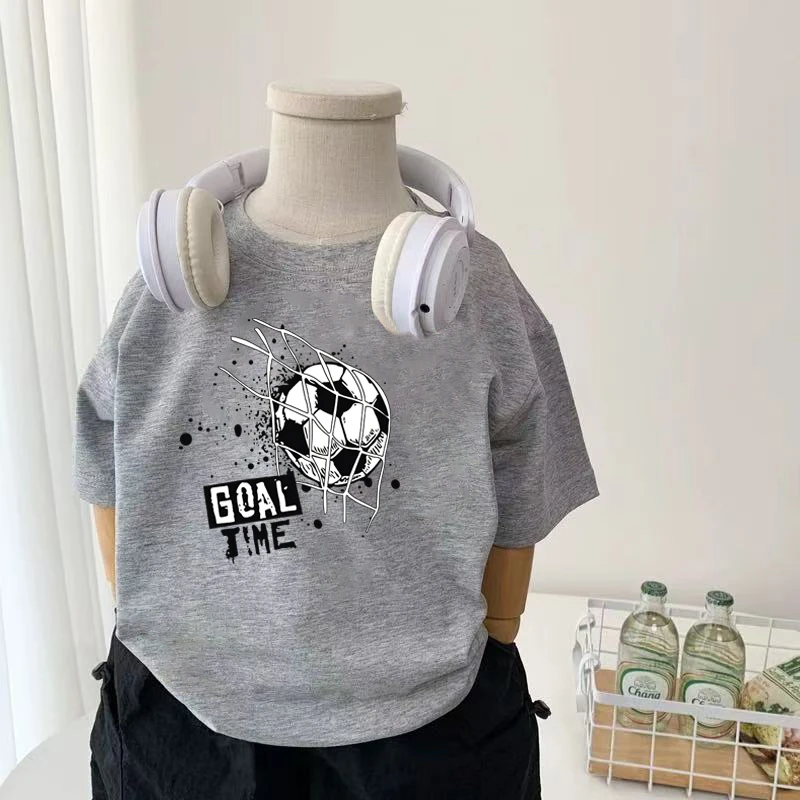 印花休闲版男童纯棉t恤宽松型百搭圆领短袖夏季儿童韩版宝宝半袖