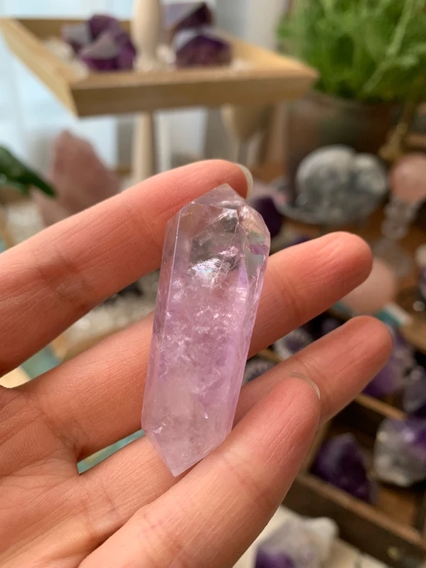 天然紫黄晶双尖柱子紫水晶六棱柱24.5g 5.5*3cm