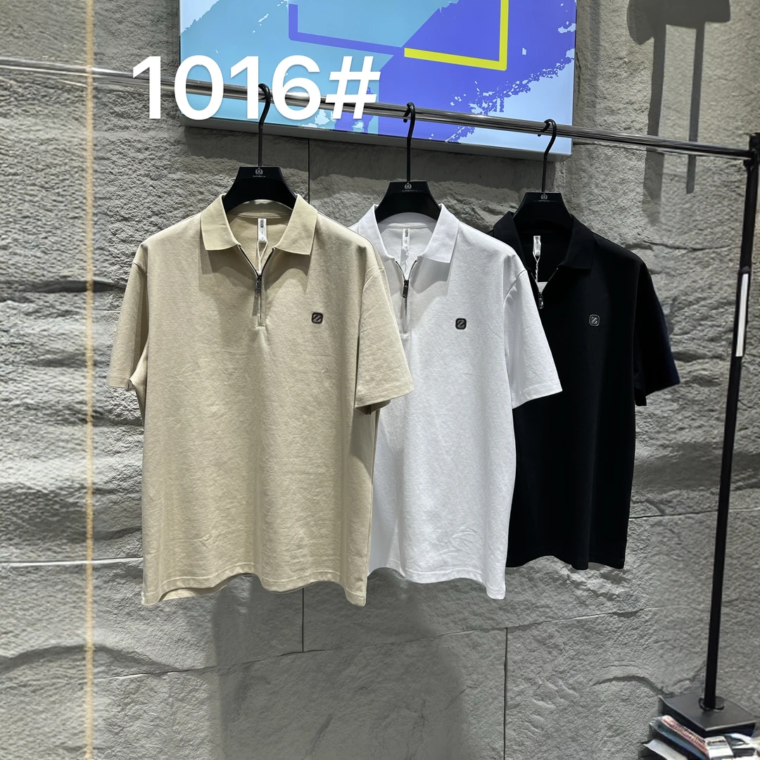160-260斤大码夏季时尚简约凉爽透气半拉链翻领polo衫短袖1016#
