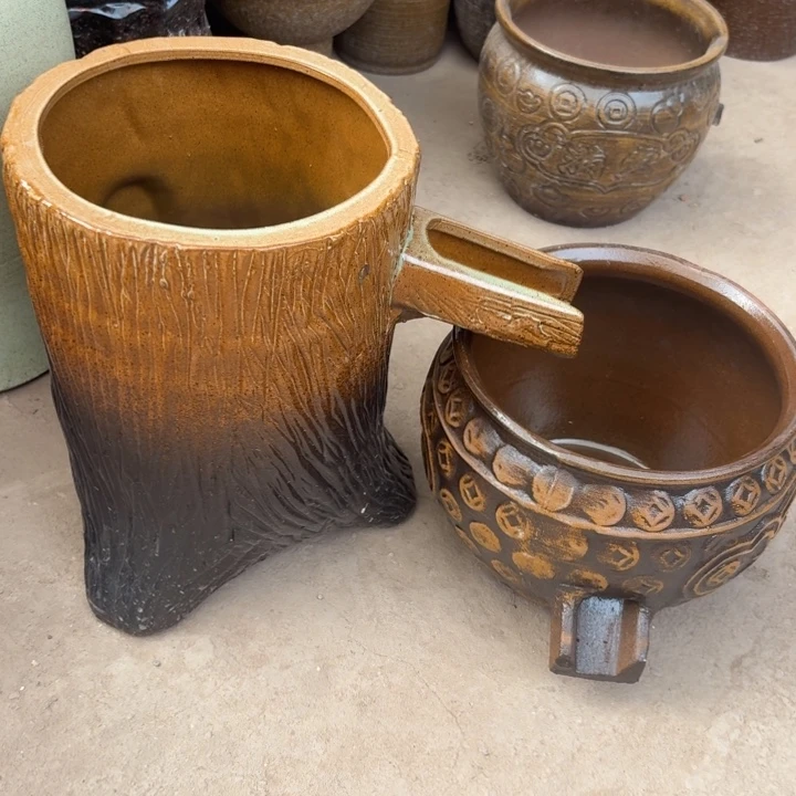 紫砂花盆口径20/27，20/16进水口2.5厘米微瑕