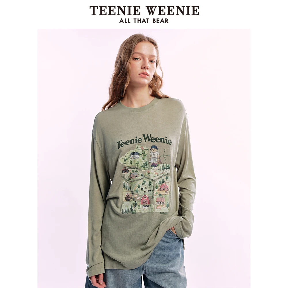 #TeenieWeenie小熊长袖T恤25甜美清新田园印花上衣TTLA256416I