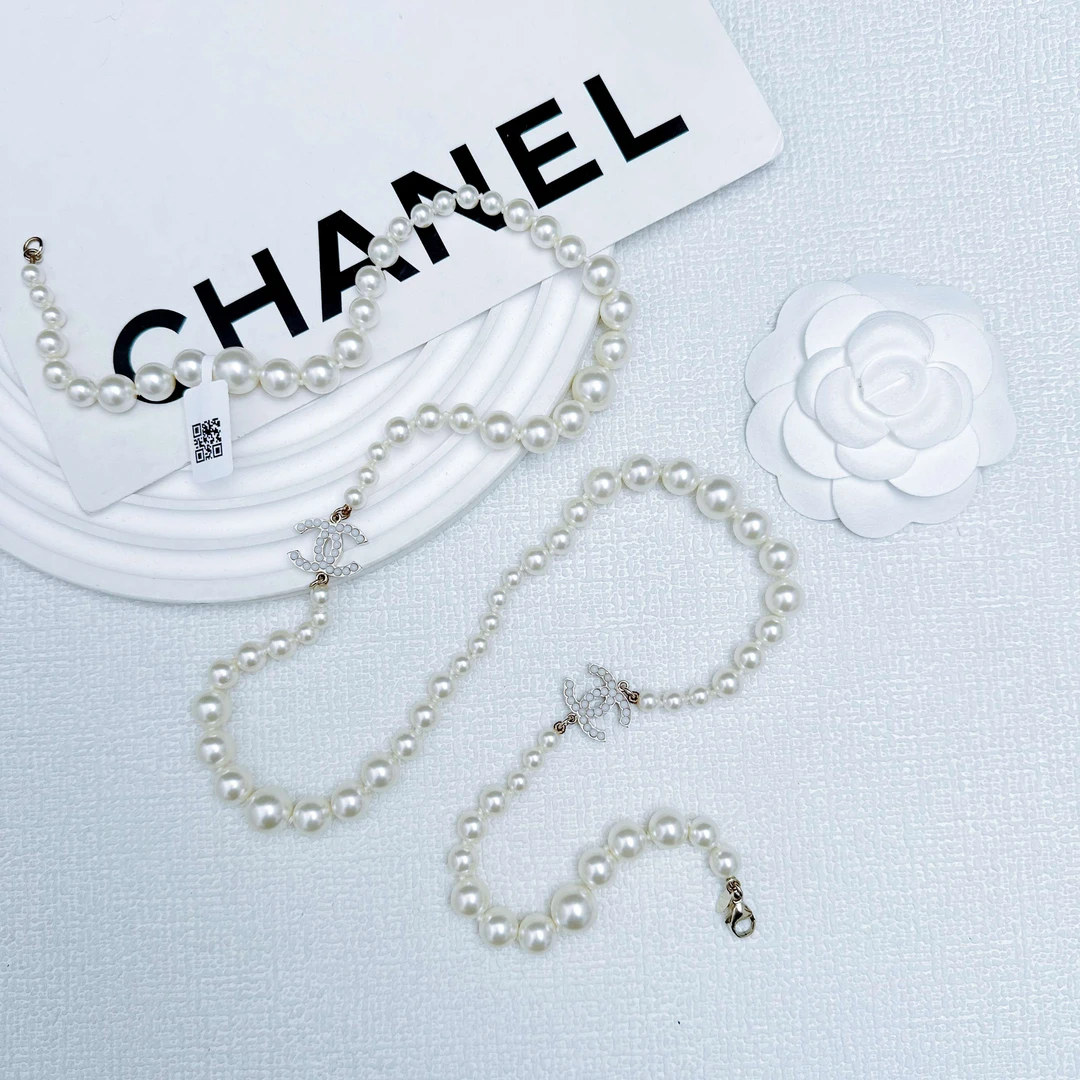 95新 Chanel/香奈儿 柚礼中古/小米珍珠双C项链LZ501435，LZ403308