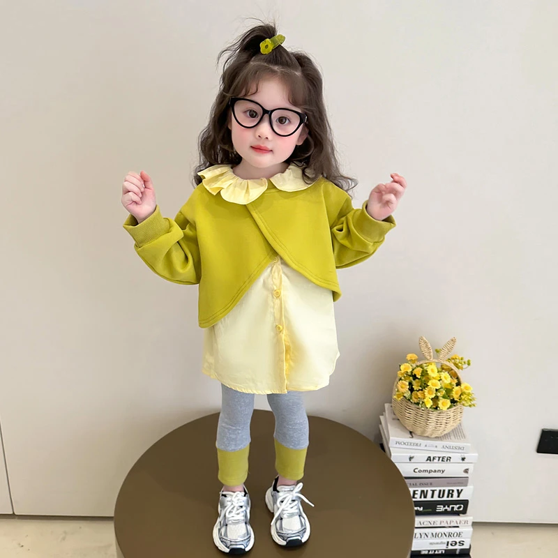 2025春季新款洋气时髦儿童荷叶女宝宝春秋春装运动休闲卫衣女套装