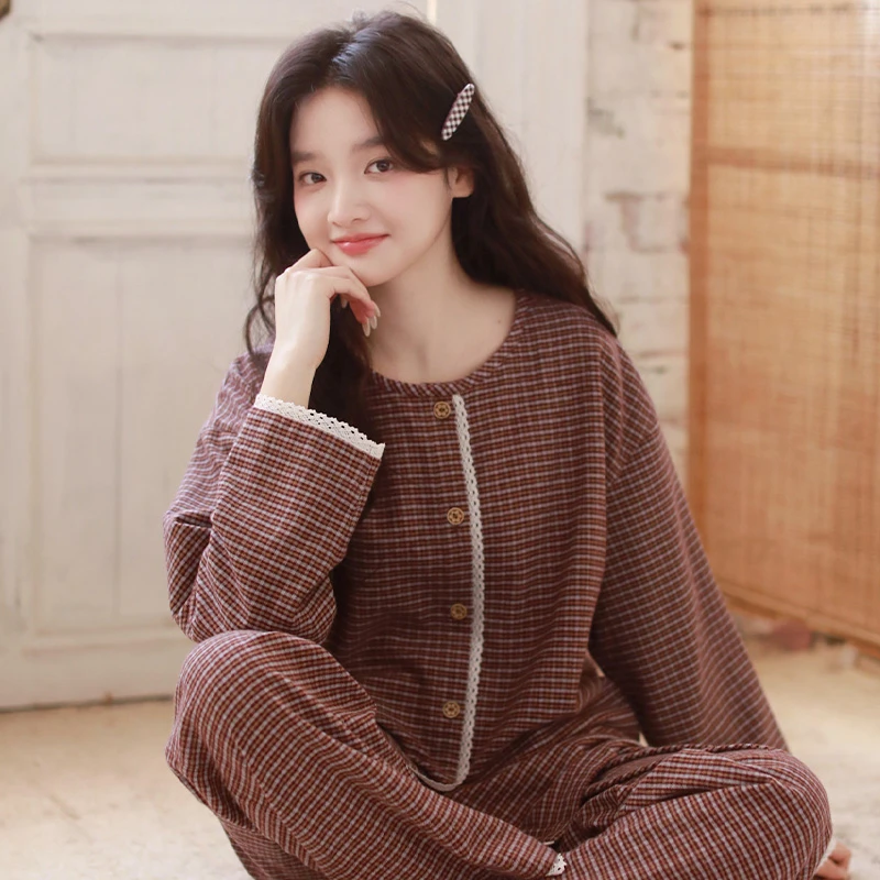 甜美可爱冬季女士睡衣加厚加绒保暖全棉磨毛宽松大码家居服可外穿