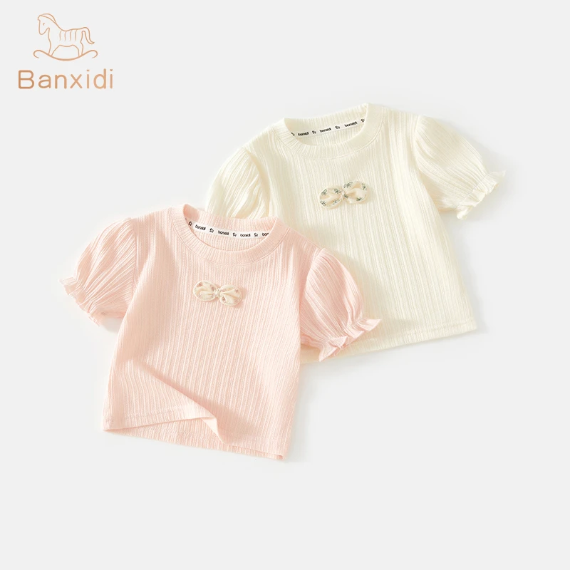 班喜迪女童短袖t恤夏新款洋气儿童薄款上衣夏季小童装宝宝打底衫