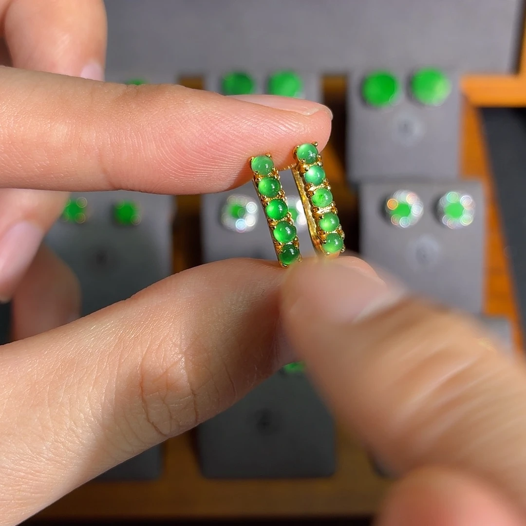 翡翠银S925镶嵌耳饰耳饰