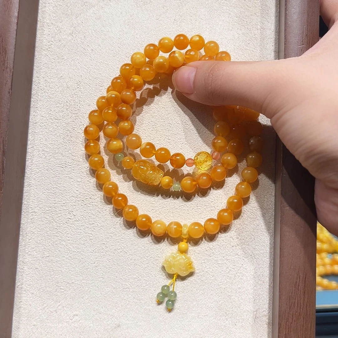 琥珀未镶嵌手链7.2mm蜜蜡手串