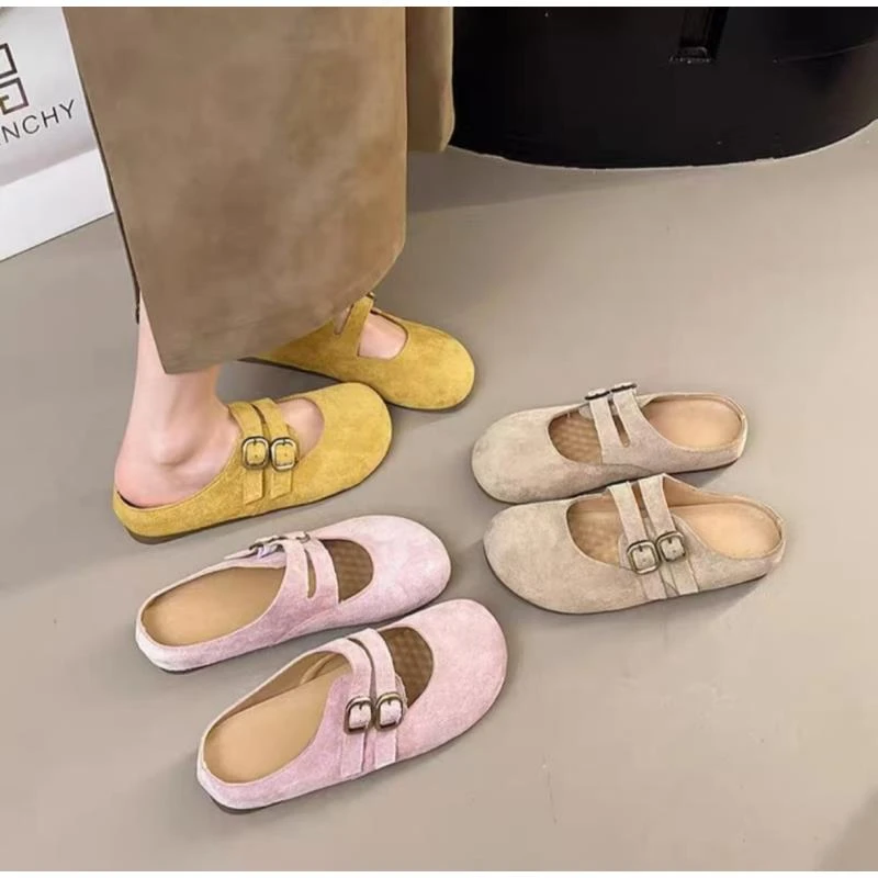 小敏家  清货~就几双 厚底皮带扣配裙子勃肯包头半拖鞋 2881-2