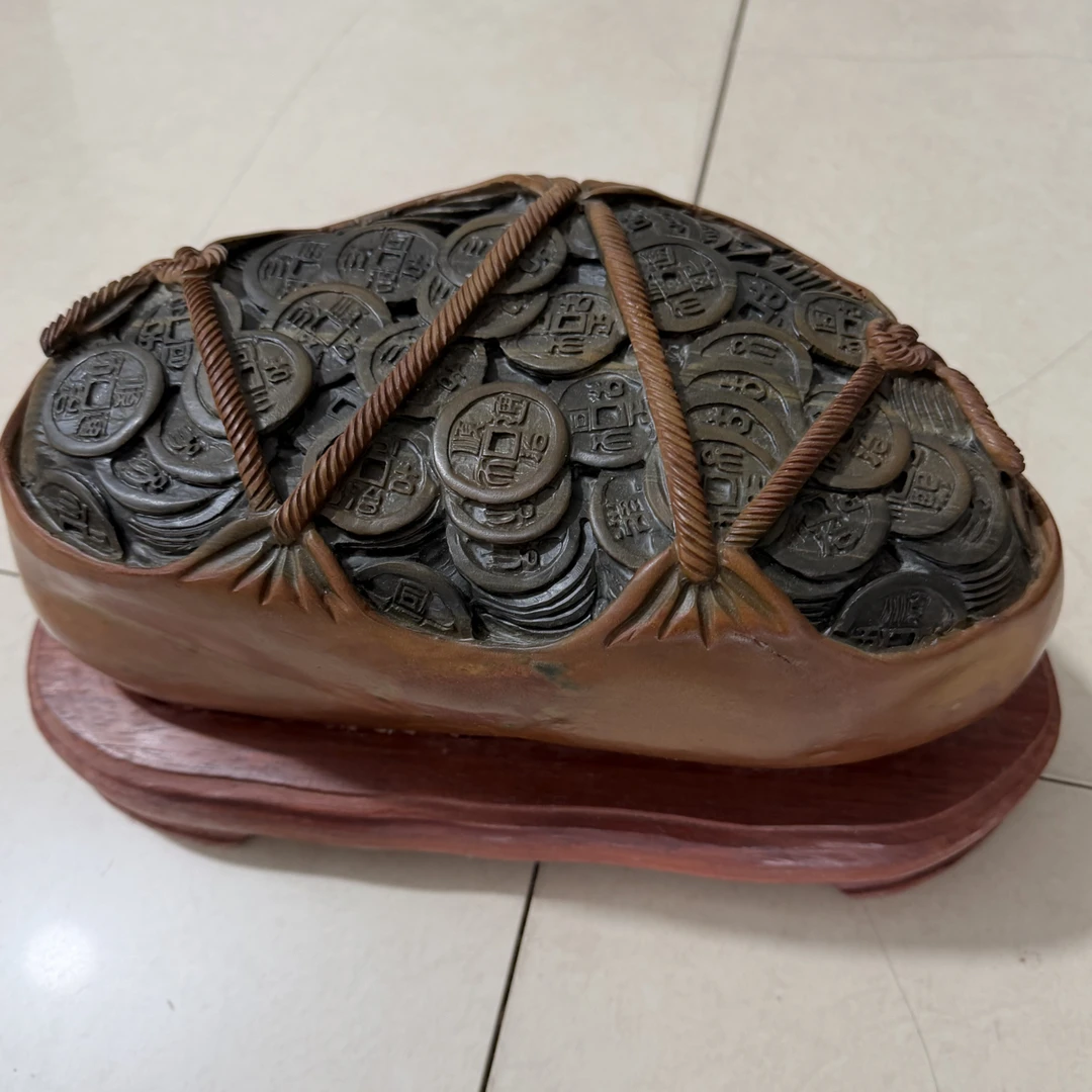 绿石雕刻的钱袋子 乌龟钱袋