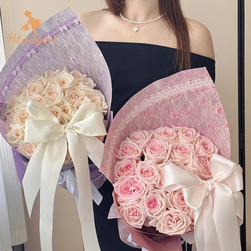 【汉唐美】七夕微光蕾丝风华纸鲜花玫瑰花束包花纸花艺手工diy材料