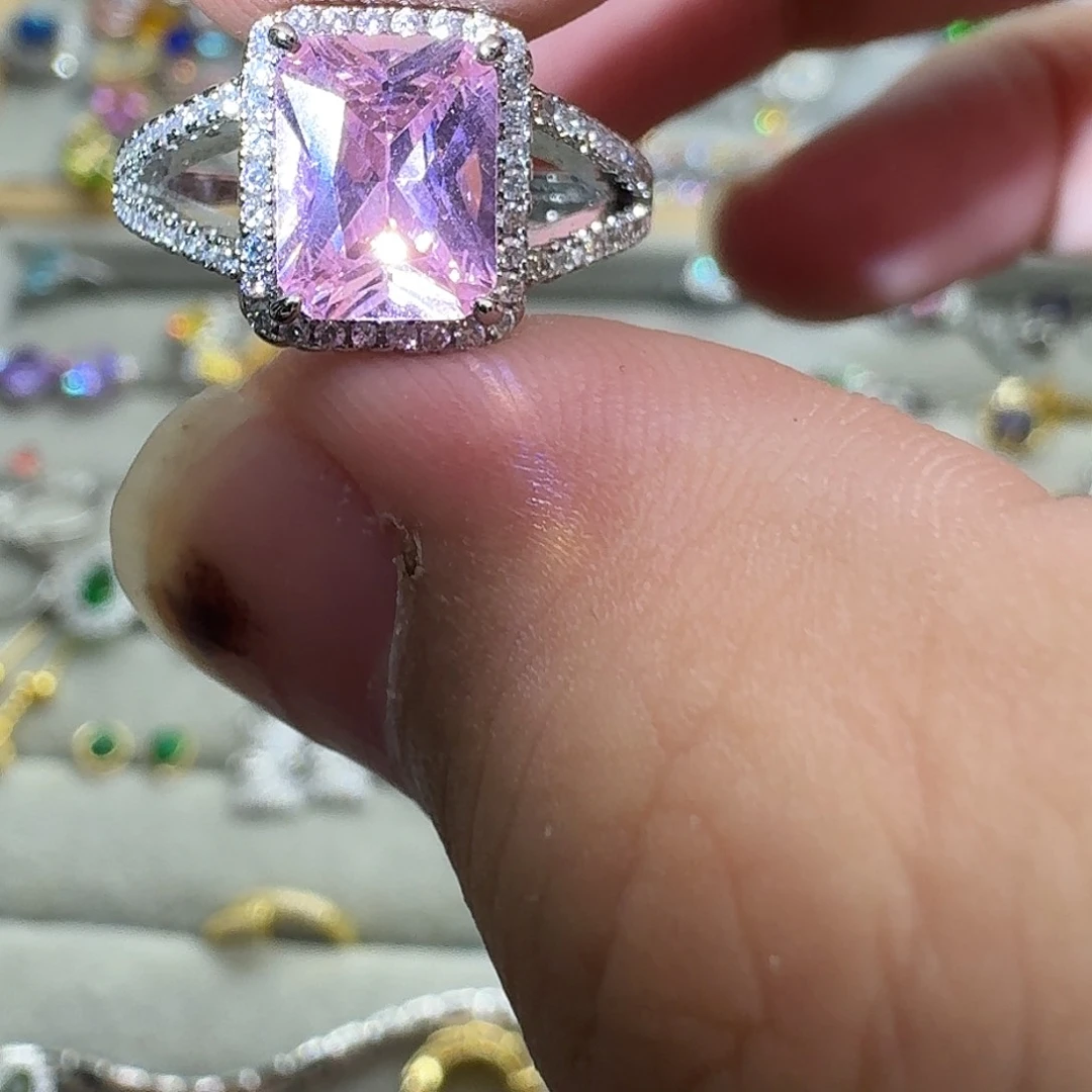 绿水晶戒指银S925镶嵌