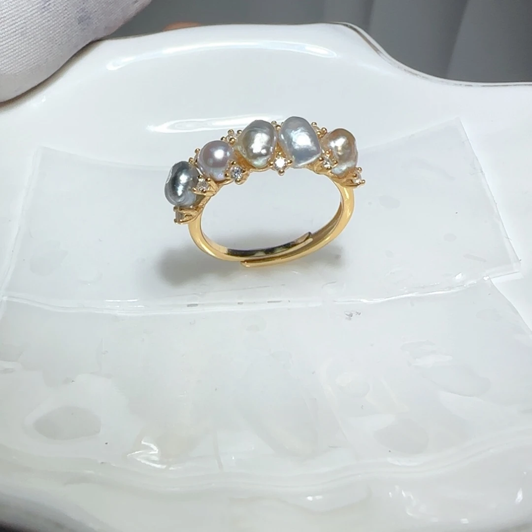 戒圈海水珍珠银S925镶嵌