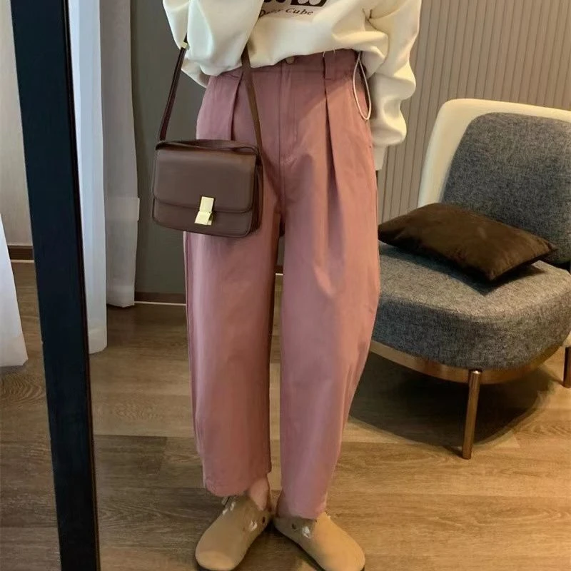 秋季新款休闲裤女小个子奶奶裤高腰显瘦宽松遮肉气质阔腿哈伦裤子