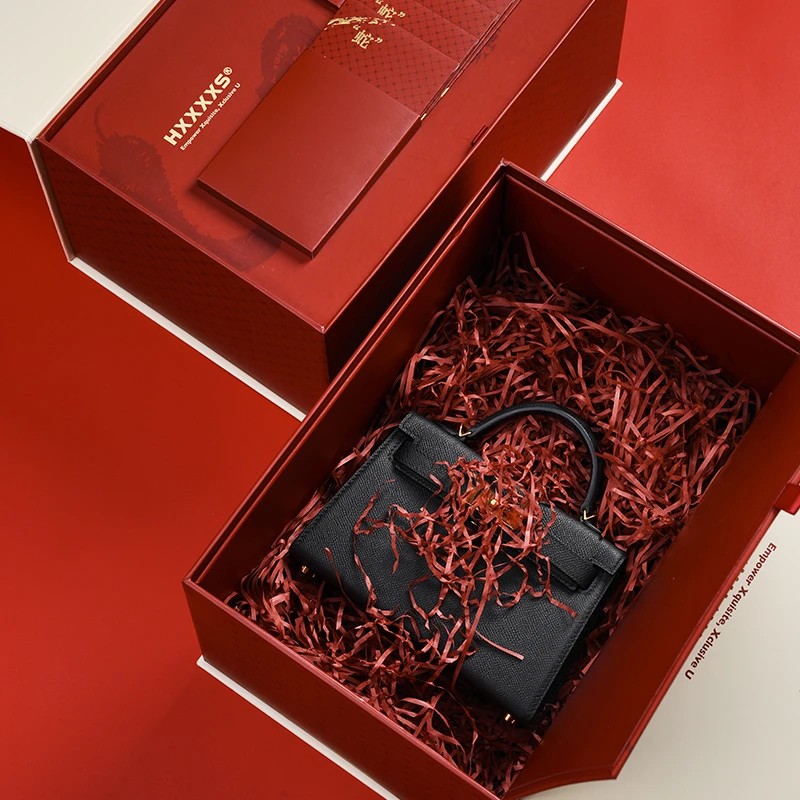 HXXXXS高级质感真皮单肩气质斜挎包牛皮百搭小众轻奢包包21.5cm