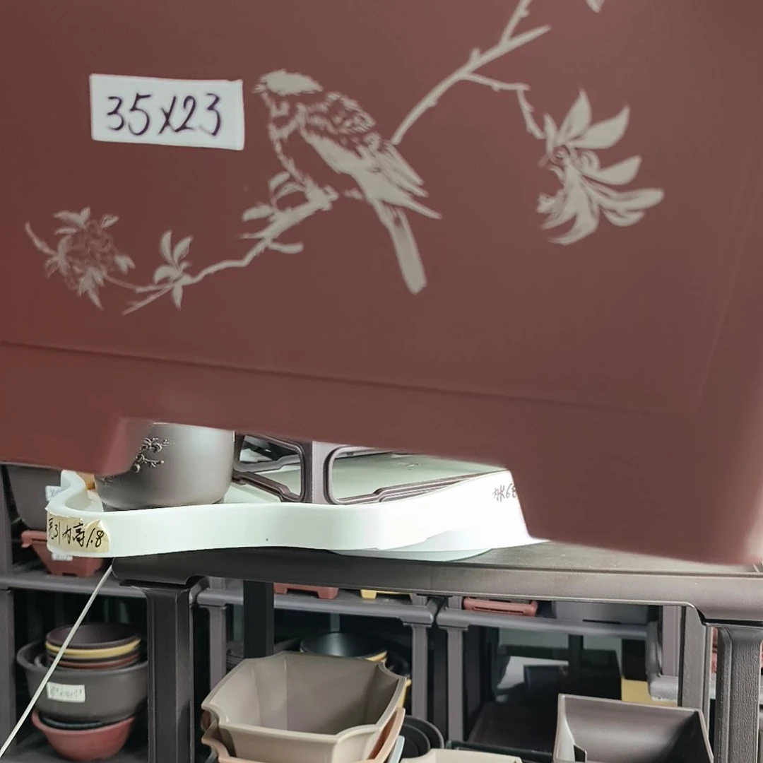 35×23方盆花鸟红3只咖色2只