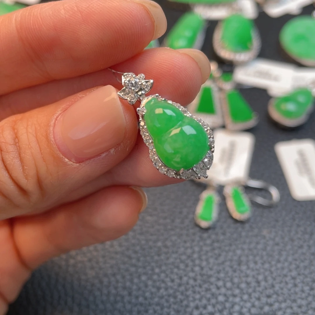 翡翠银S925镶嵌吊坠(不含链)