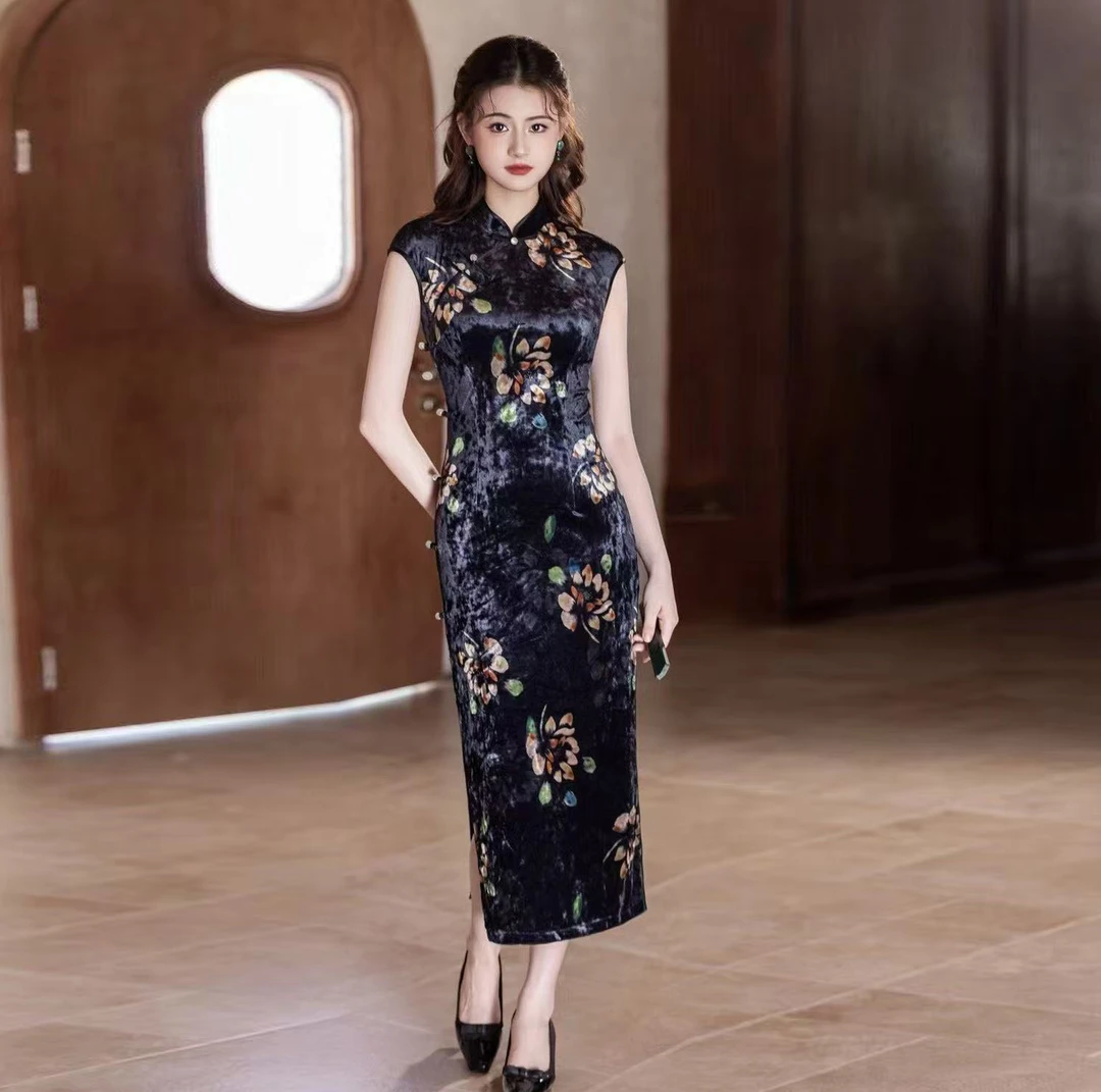 【宁沁】2025年轻气质无袖黑色单层改良新中式旗袍复古修身显瘦日常