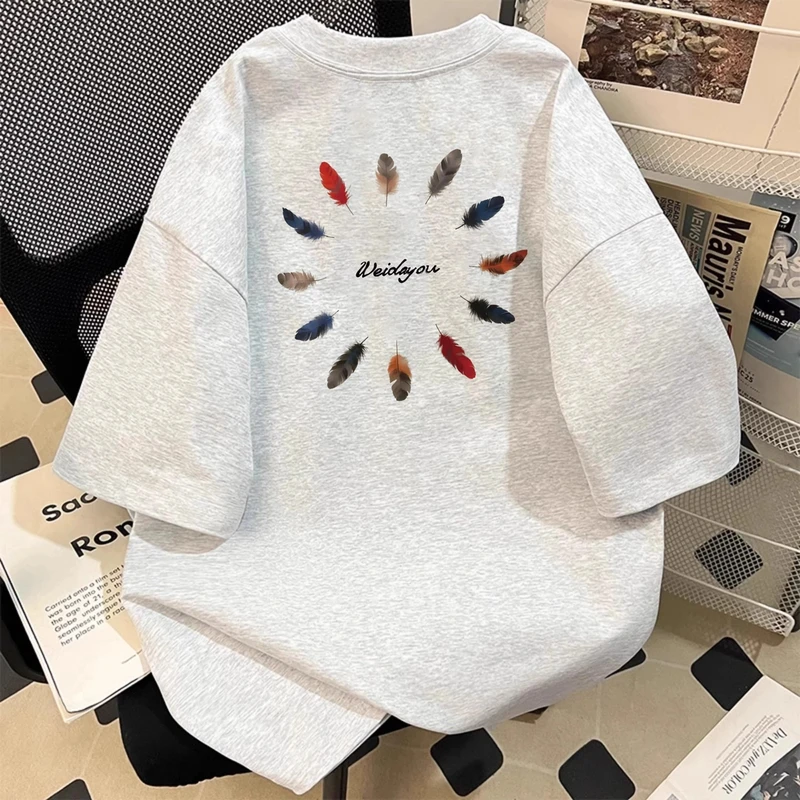 潮牌重磅纯棉260g美式高街印花短袖t恤男士2025夏季新款半袖体恤