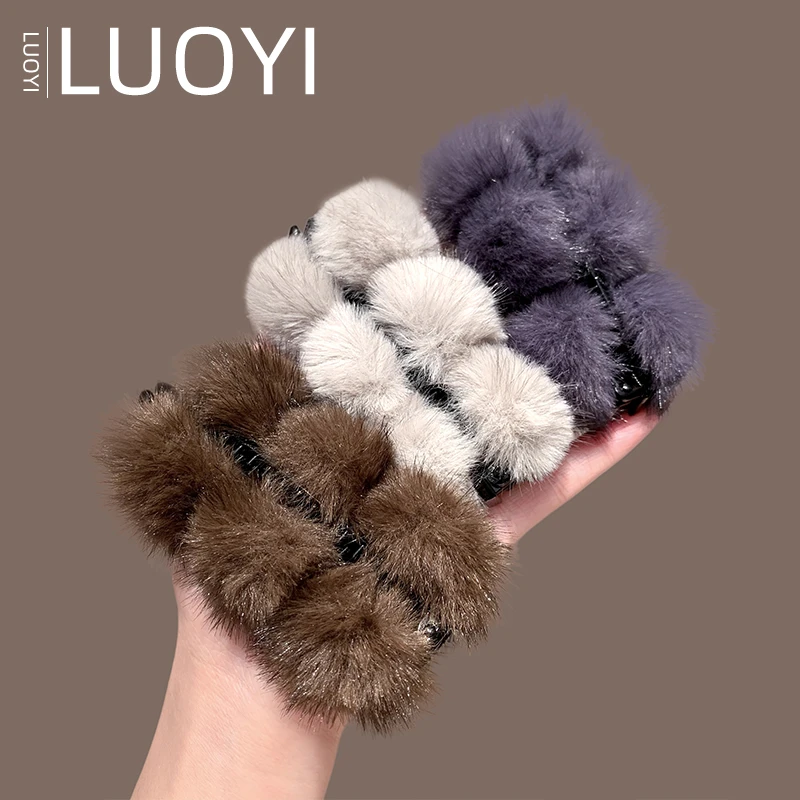 秋冬新款高级感毛球香蕉夹发夹女2025扎高马尾后脑勺扭夹抓夹头饰