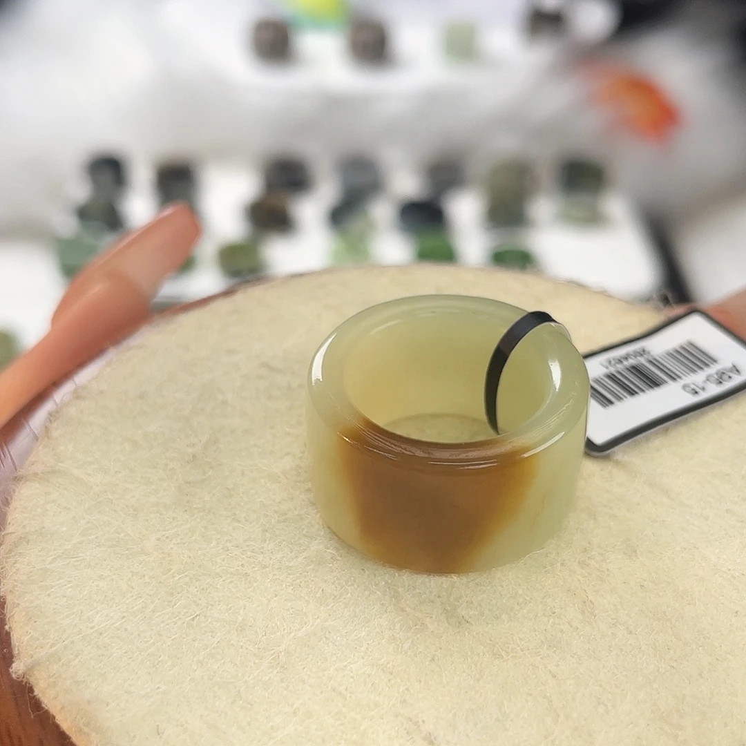 和田玉未镶嵌戒指c47一口糖直切17.3