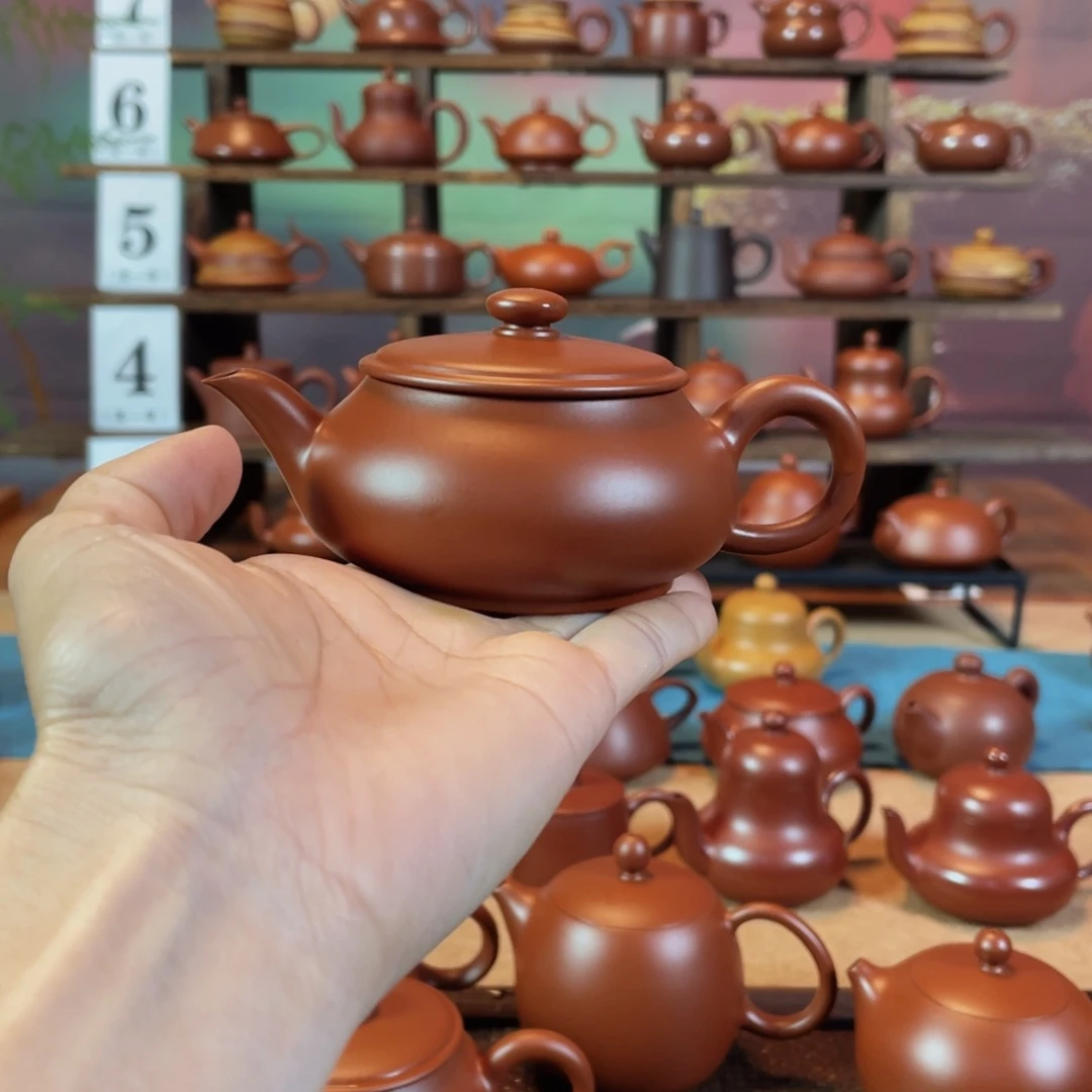 茶壶紫砂陈*森潮州手工手拉朱泥明炉壶