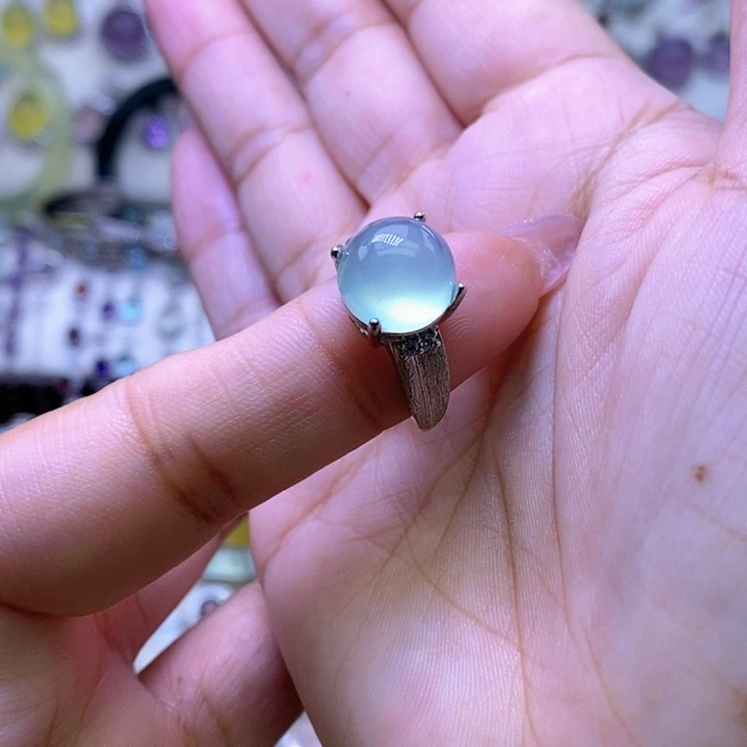 岫玉银S925镶嵌戒指