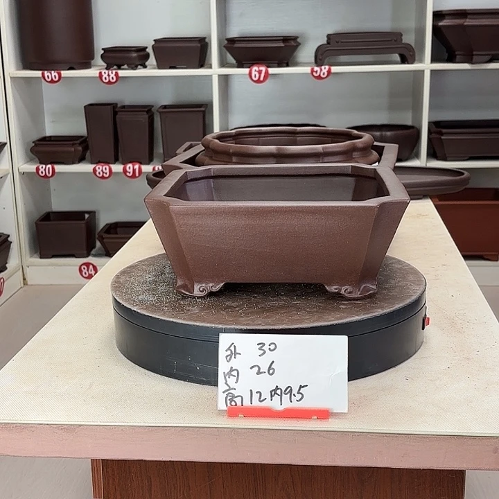 紫砂花盆云脚四方小