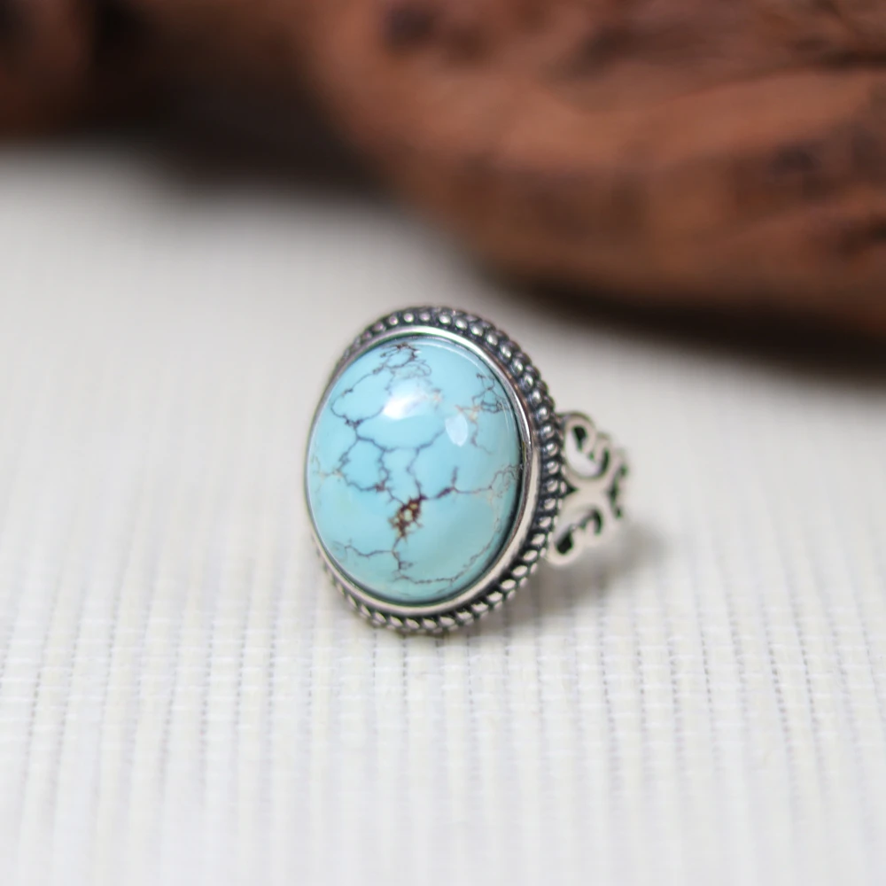 绿松石戒指·手工包镶款·S925银镶·SLS770B