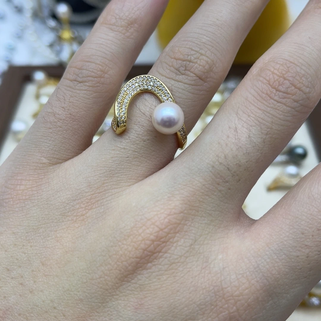 海水珍珠戒指银S925镶嵌