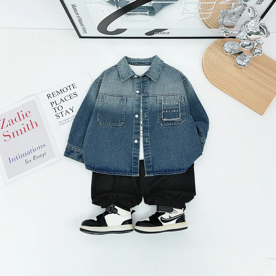 男童牛仔外套春秋2025秋新款秋装儿童夹克 HZ25795 悠悠童话童装