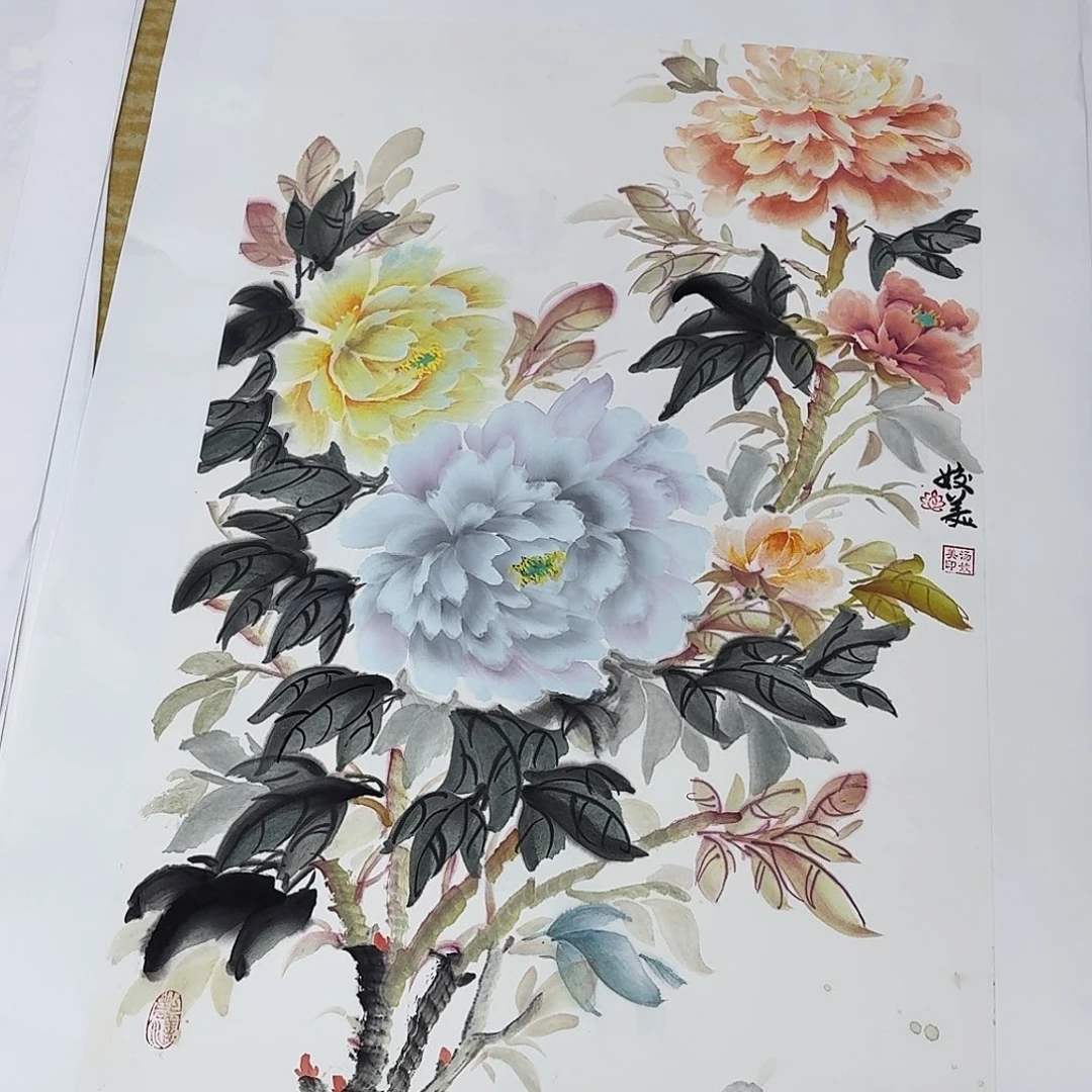 国画三尺整纸手绘作品