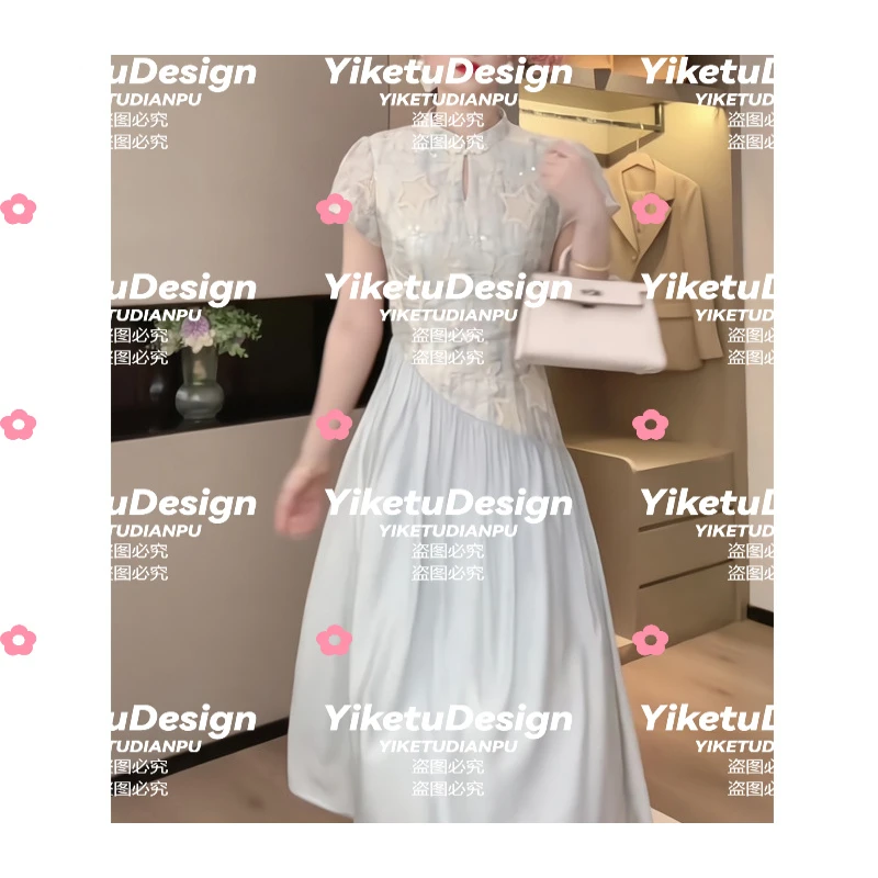 2025网红爆款长裙梦岛星河原创设计款小众轻奢气质显瘦连衣裙女