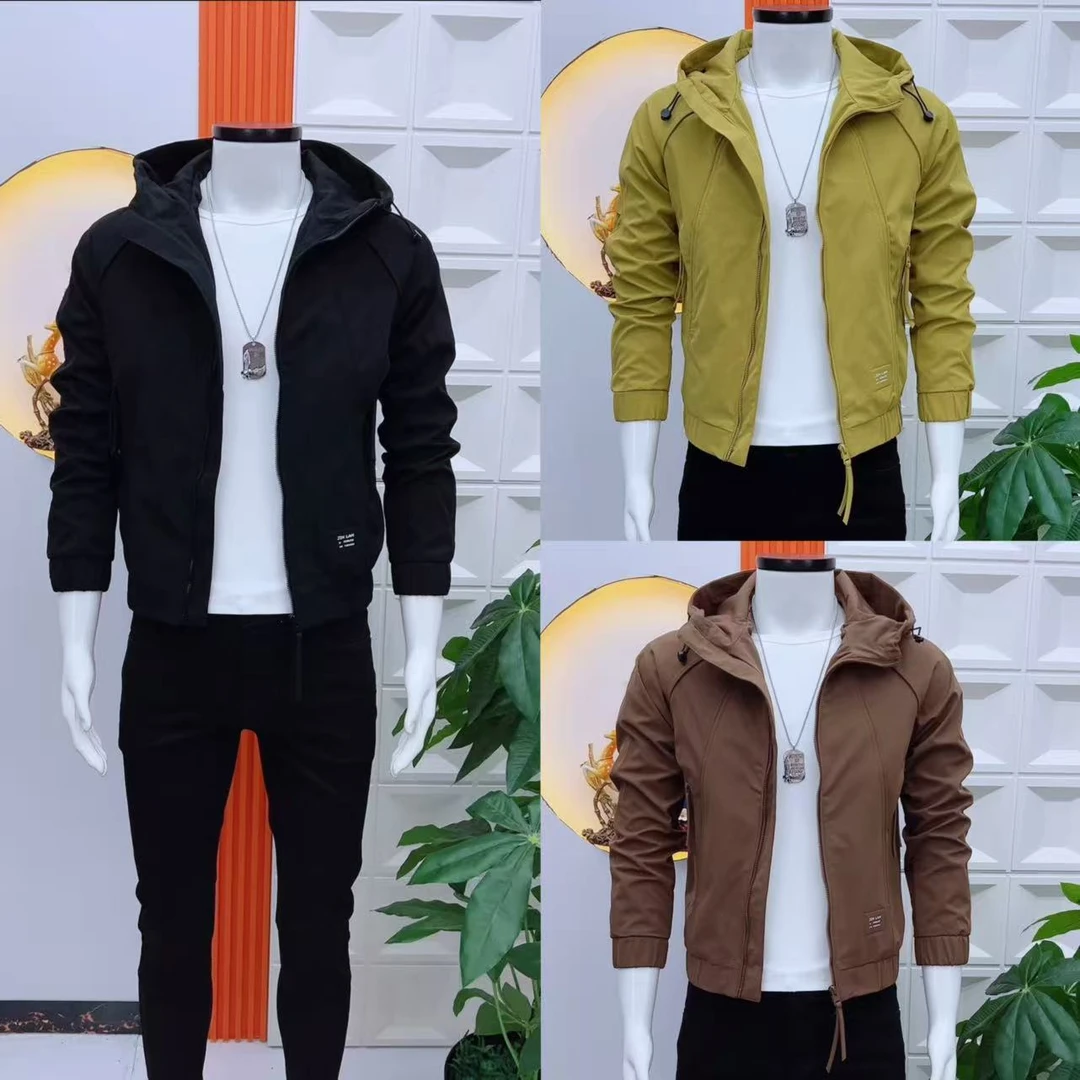 简约气质男士外套时尚高级感连帽新款男士秋季休闲百搭帅气男夹克