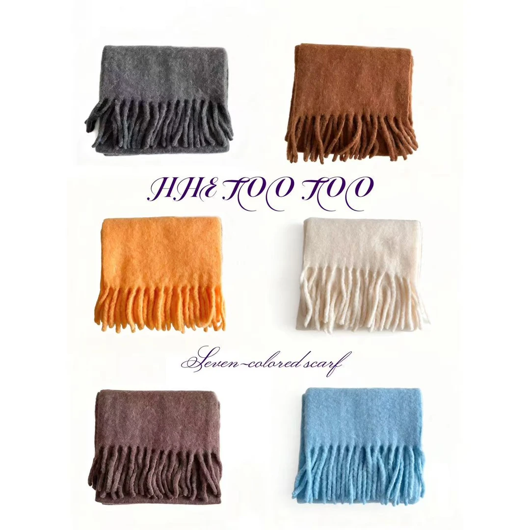 HHE TOO TOO自然日韩女保暖纯色可爱厚款围巾围脖