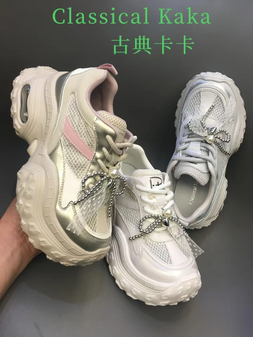 2025春夏古典卡卡时尚百搭纱网透气老爹鞋